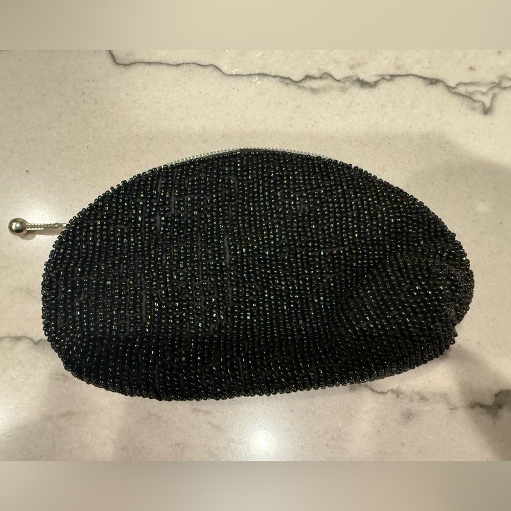 Beaded Black Evening Clutch Wristlet